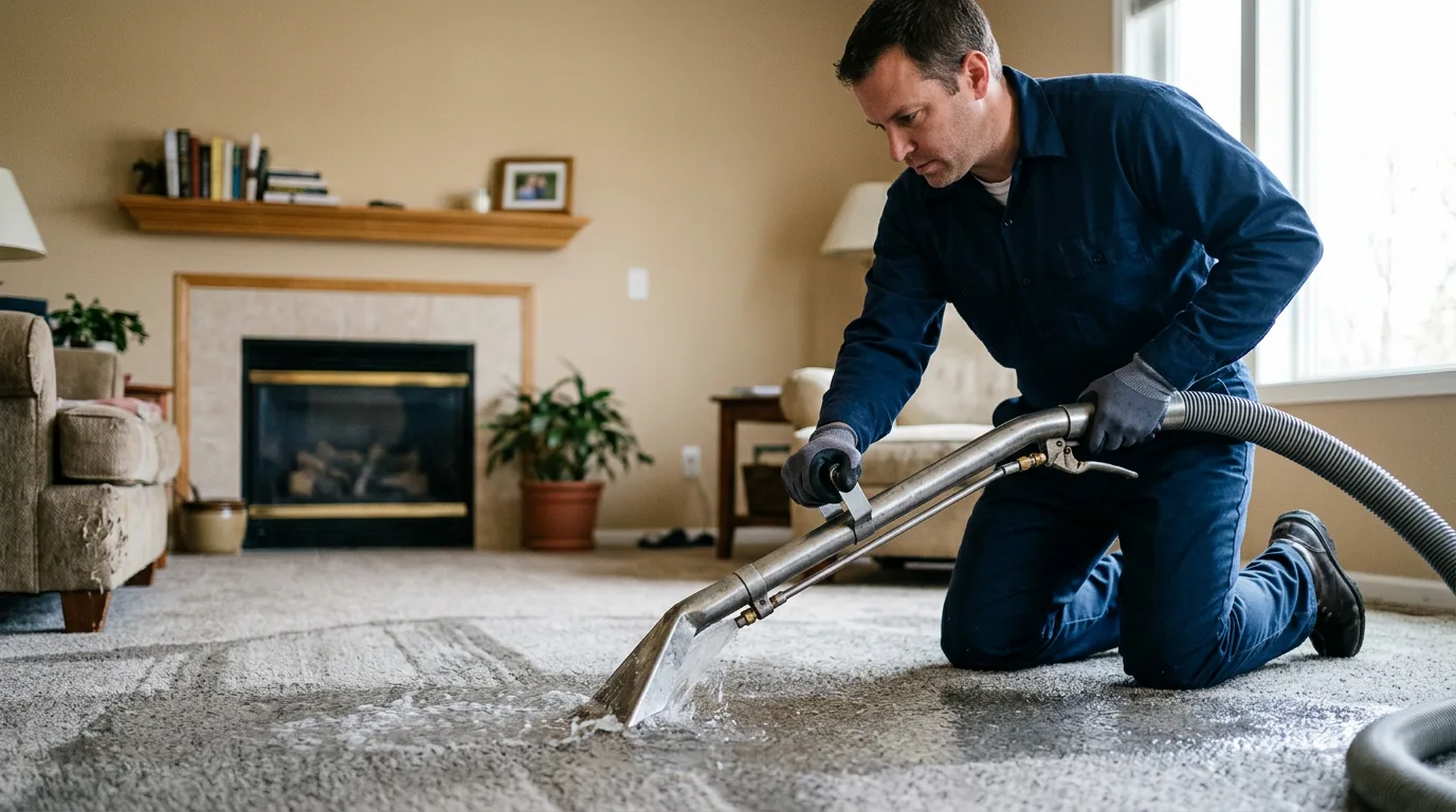 Water damage restoration technician working near Kimper, KY